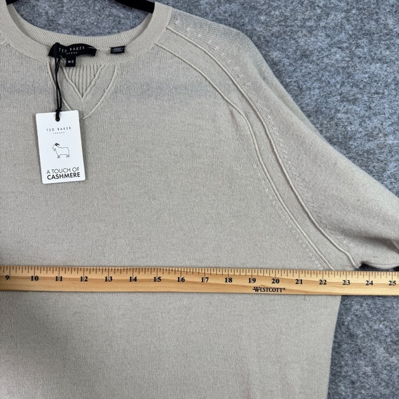 Ted Baker Beige Wool Cashmere Sweater Size M Classic Knit Pullover with Flaw - Picture 8 of 13